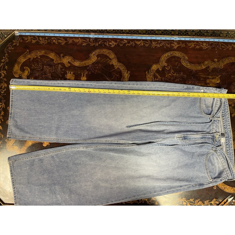 Divided H‎ & M Womens Wide Leg Jeans Waist Tie Light Wash Grunge Streetwear 10 - Picture 5 of 11